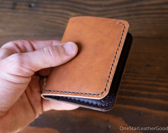 The Six Pocket Horizontal leather wallet - tan Horween latigo / brown bridle