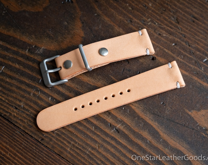 20mm leather two piece watch band - natural Buttero leather