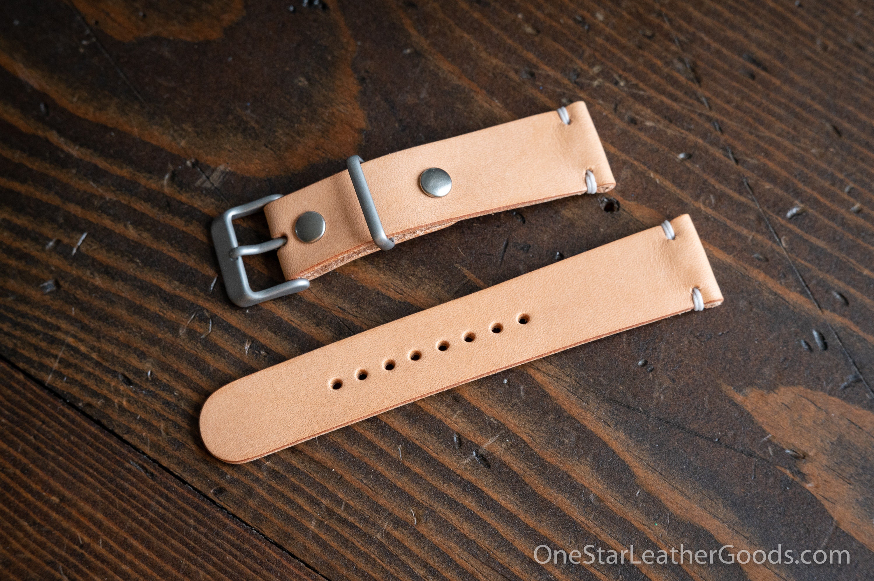 Natural Vegetable Tanned Buttero Leather Watch Strap Veg Tan 