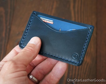 Three Pocket Flat Wallet - navy Buttero leather