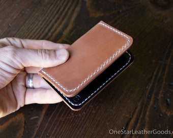 Two Pocket Card Wallet - Horween shell cordovan, bourbon / burgundy