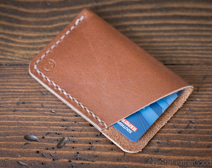 The Minimalist: micro card wallet -  tan Horween leather