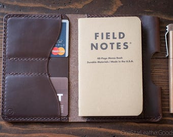 Field Notes wallet with pen sleeve "Park Sloper Senior" Horween Chromexcel leather - brown (PSS)