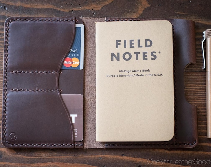 Field Notes wallet with pen sleeve "Park Sloper Senior" Horween Chromexcel leather - brown (PSS)