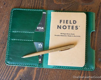 Field Notes wallet with pen sleeve "Park Sloper Senior" - green Buttero leather (PSS)