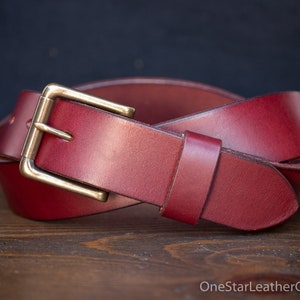 Custom sized belt - 1.5&quot; width - burgundy bridle leather - heel bar buckle