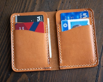 The Six Pocket Vertical leather wallet - tan bridle leather