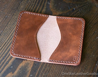 Two Pocket Card Wallet - textured Buttero, brown