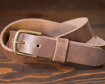 Custom sized belt - 1.25" width, Horween Chromexcel leather, heel bar buckle - natural