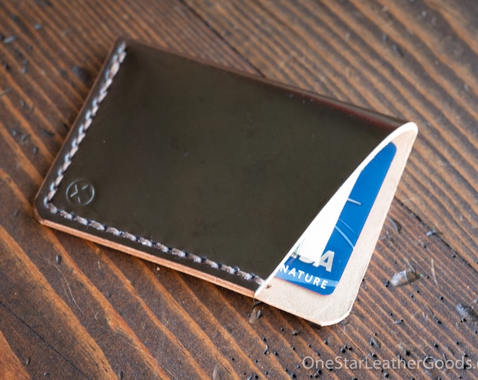 The Minimalist micro card wallet - Horween shell cordovan - brown