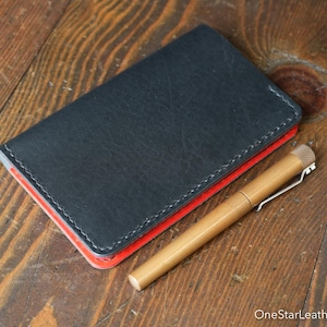 Carteira Field Notes sem capa para caneta "Park Sloper Senior No Pen" - preta Horween Dublin / vermelha Buttero (SSNP)