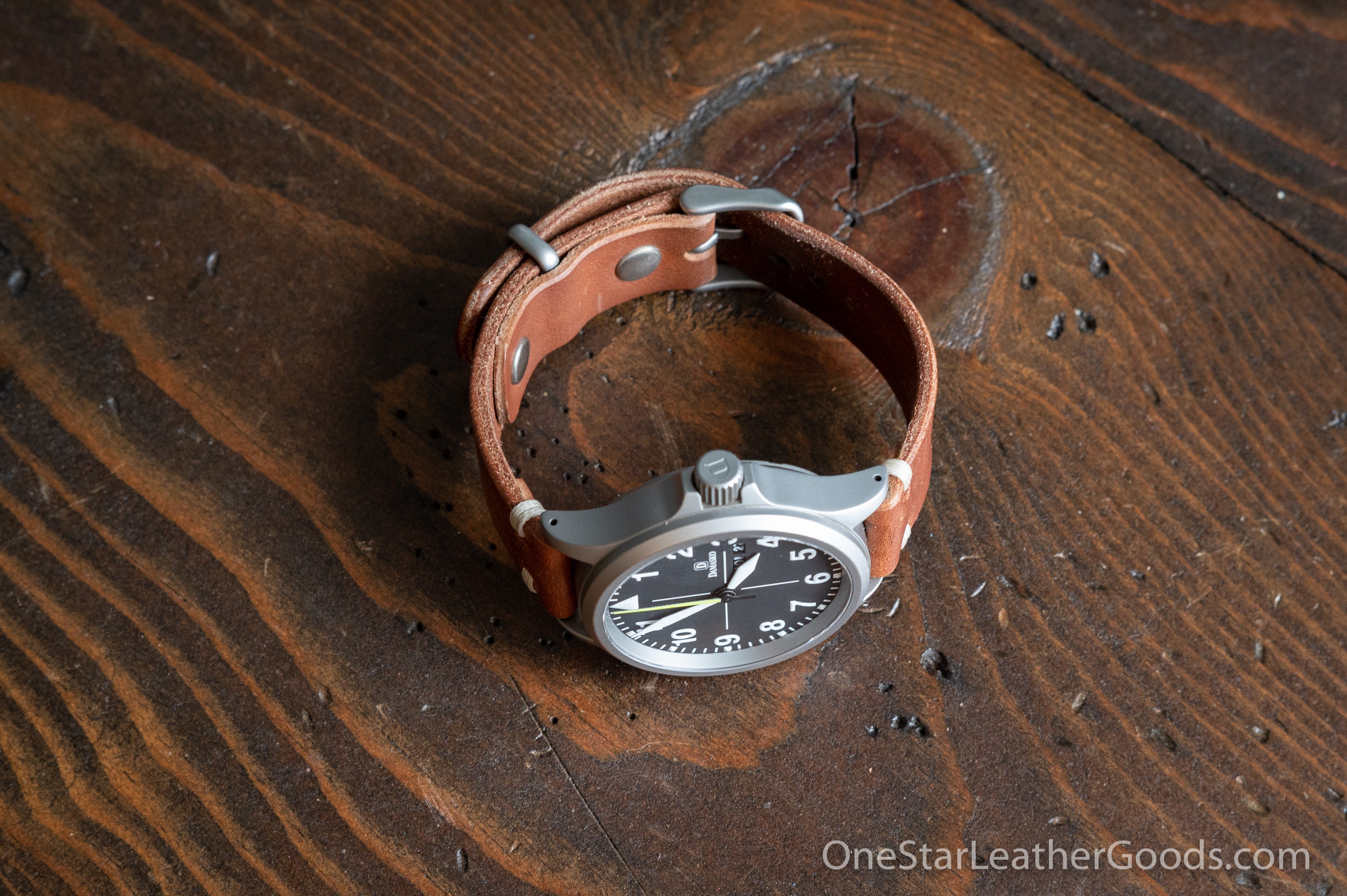 Natural, Thin Horween Leather Watch Strap