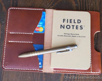 Field Notes wallet with pen sleeve "Park Sloper Senior" - Buttero leather, chestnut (PSS)