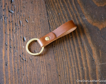 Key fob & keyring, keychain - whiskey Buttero leather / brass