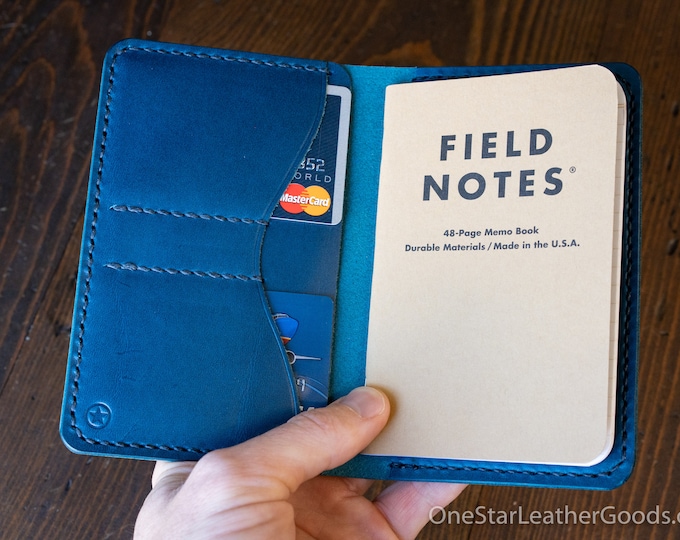 Rhodia A5 Webnotebook Hardcover leather wrap cover - blue Buttero leather