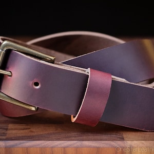Custom sized belt - 1.25&quot; width, Horween Chromexcel leather, heel bar buckle  - burgundy color No. 8