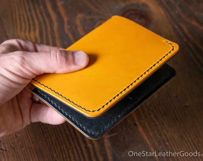 5 Pocket Slim wallet - yellow Buttero leather / black bridle leather