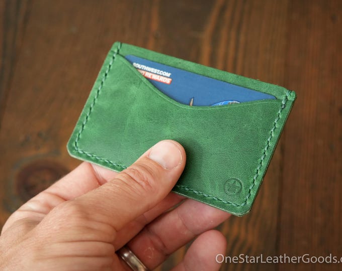 Three Pocket Flat Wallet - textured green Horween leather