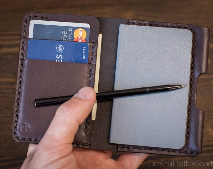 Micro notebook wallet "Park Sloper Junior" + Fisher Space Pen “Stowaway” - brown bridle leather