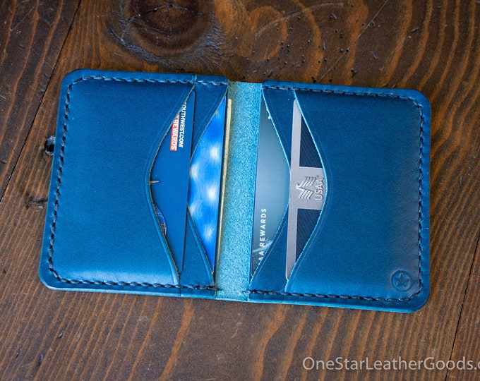 The Six Pocket Horizontal leather wallet - navy Buttero leather