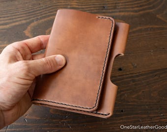 Field Notes wallet with pen sleeve "Park Sloper Senior" - natural Horween shell cordovan / black Buttero leather (PSS)