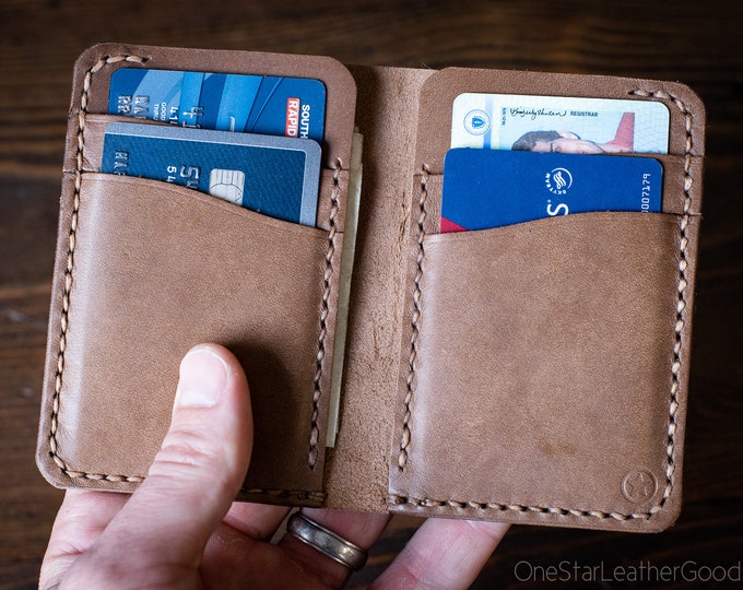 The Six Pocket Vertical leather wallet - Horween Chromexcel, natural