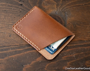 The Minimalist: micro card wallet - whiskey Buttero leather
