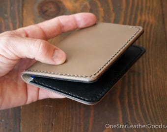 The Five Pocket Slim leather wallet  - Butter leather, taupe/black