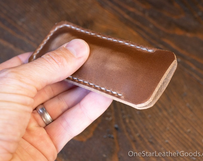 Pocket Knife Slip Case, size Small, for knifes up to 3.75"- natural Horween Chromexcel leather