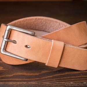 Custom sized belt - 1.25&quot; width - tan harness leather - heel bar buckle