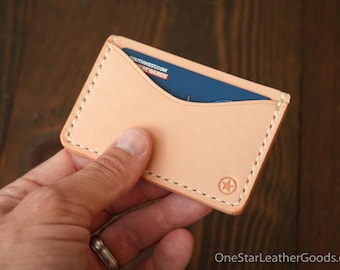 Three Pocket Flat Wallet - natural skirting leather