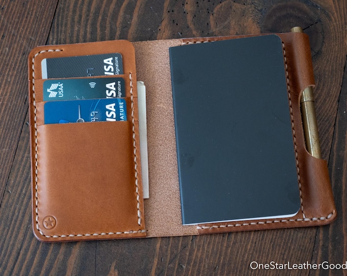Small A7 notebook/wallet/pen, "Park Sloper Medium" - whiskey Buttero leather (PSM)