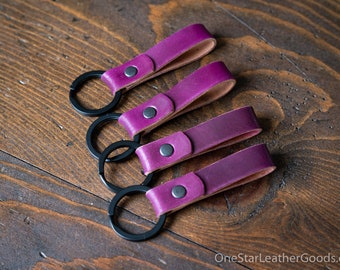 Key fob & keyring, keychain, Horween shell cordovan - ultraviolet / black