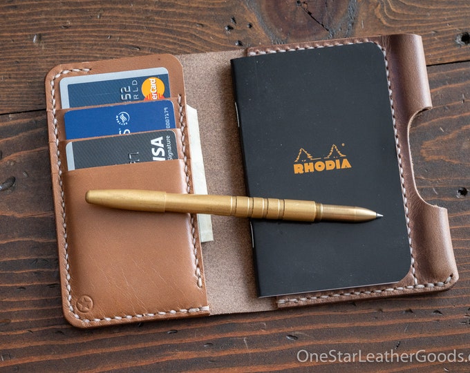 Small A7 notebook/wallet/pen, "Park Sloper Medium" - Horween Chromexcel natural (PSM)