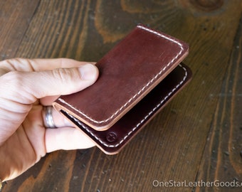 Two Pocket Card Wallet - Horween shell cordovan, garnet
