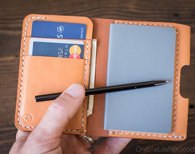 Micro notebook wallet "Park Sloper Junior" + Fisher Space Pen “Stowaway” - tan bridle leather