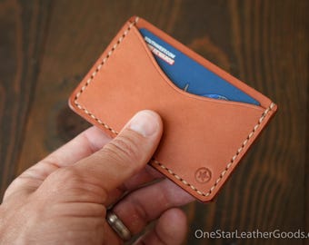 Three Pocket Flat Wallet - chestnut skirting leather