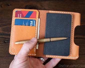 Micro notebook wallet "Park Sloper Junior" for Fisher Space Pen “Bullet” pen - tan bridle leather