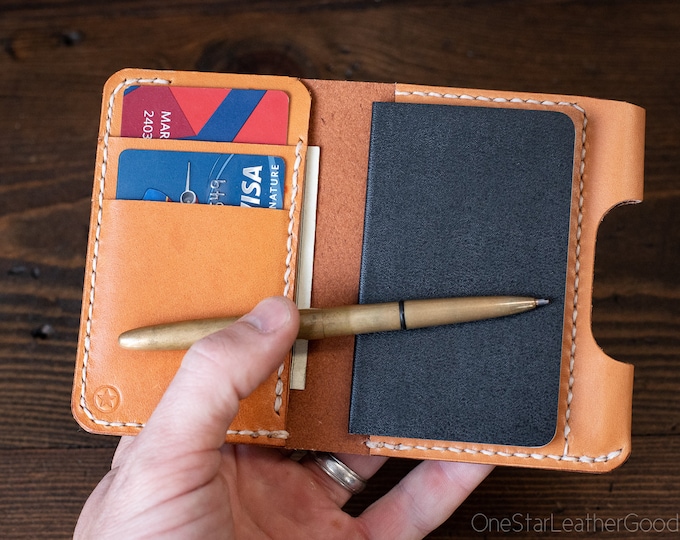 Micro notebook wallet "Park Sloper Junior" for Fisher Space Pen “Bullet” pen - tan bridle leather