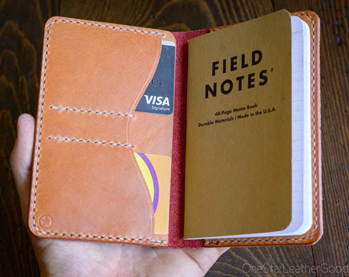 Field Notes wallet w/o pen sleeve "Park Sloper Senior No Pen” - Horween red Chromexcel / tan bridle (SSNP)