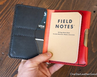 Field Notes wallet with pen sleeve "Park Sloper Senior" - Buttero leather - red / black (PSS)