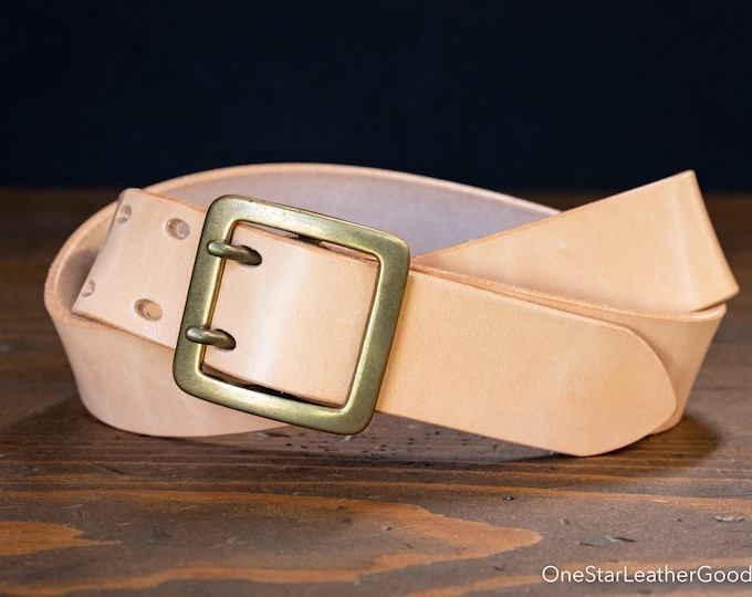 Custom sized belt - 1.5" width - tan harness leather - center bar buckle