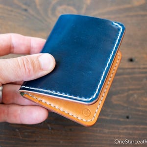 6 Pocket Horizontal Leather Wallet - Horween Shell Cordovan, Navy