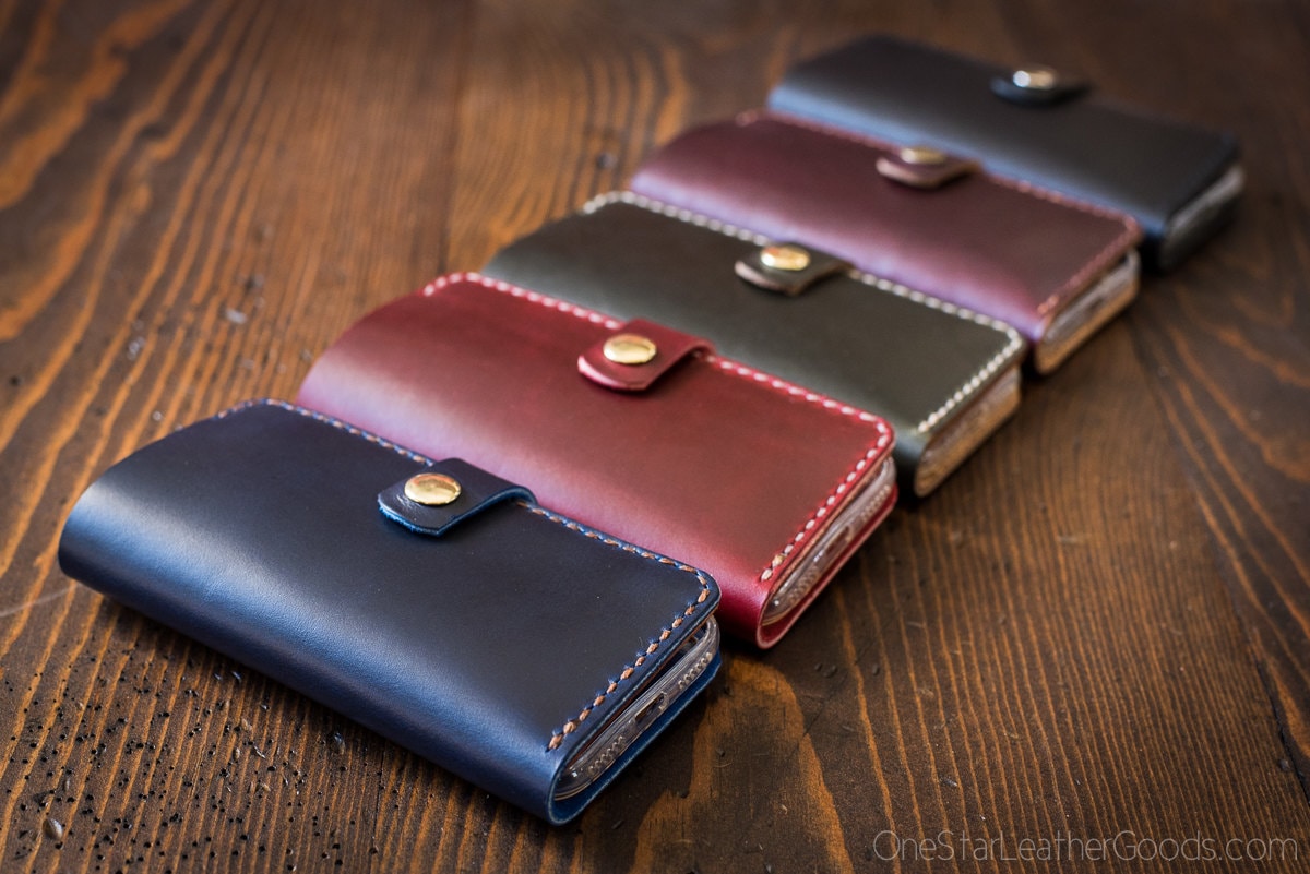 iPhone 7 (4.7) cell phone wallet case with snap, Horween Chromexcel