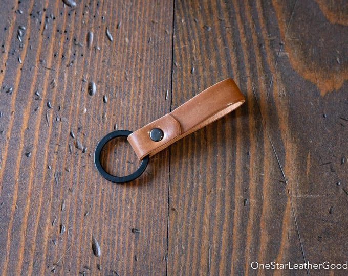 Key fob & keyring, keychain, Horween shell cordovan - bourbon / black