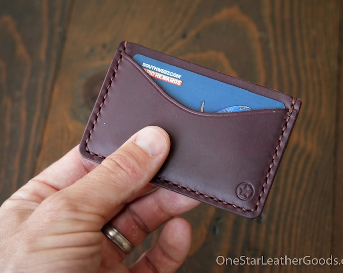 Three Pocket Flat Wallet - burgundy #8 Horween Chromexcel