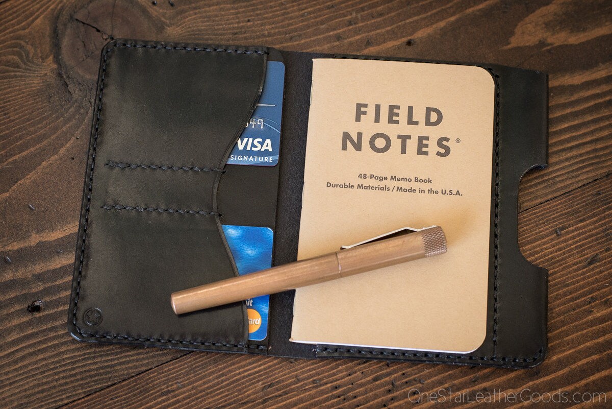 Field Notes wallet with pen sleeve Park Sloper Senior harness leather