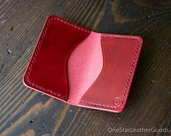Two Pocket Card Wallet - textured Buttero, red