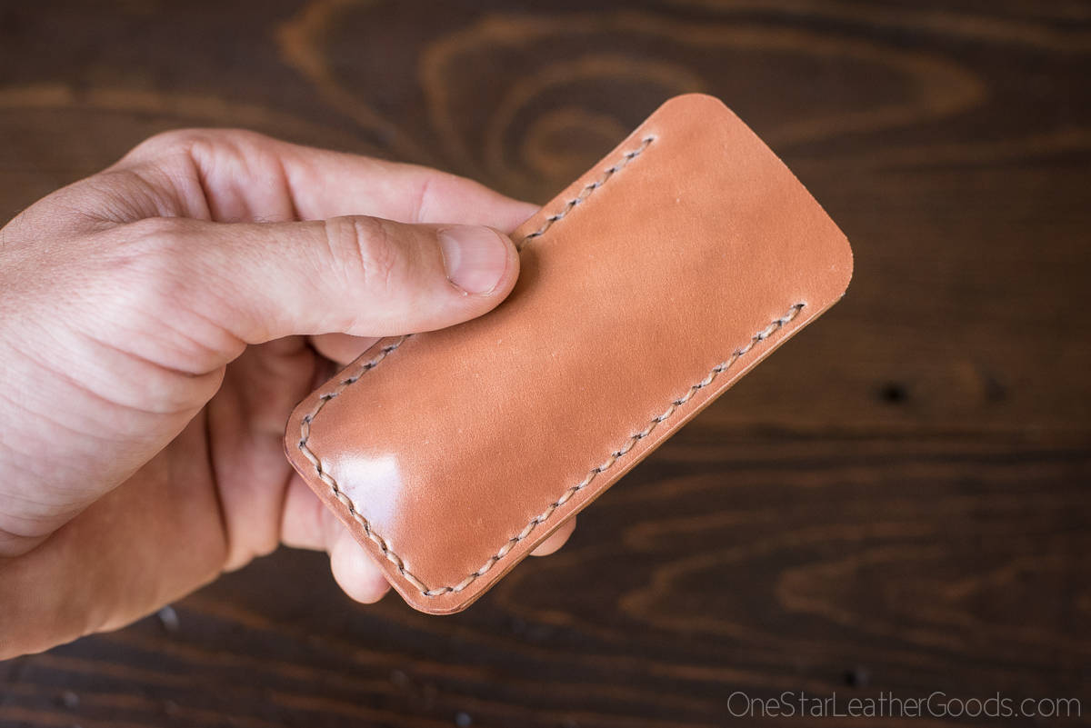 Pocket knife slip case in Horween shell cordovan fits GEC patterns 15