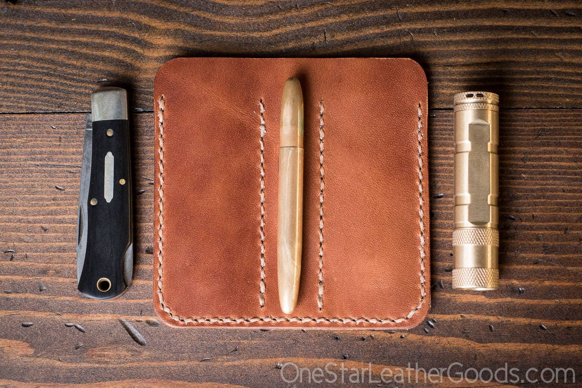 EDC3, every day carry pocket knife/pen/light case, for knives up to 3.75 closed black or chestnut